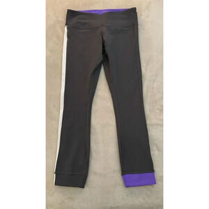 Lululemon Amped Crop Leggings Women's Size 4 Gray Purple White Color Block Yoga